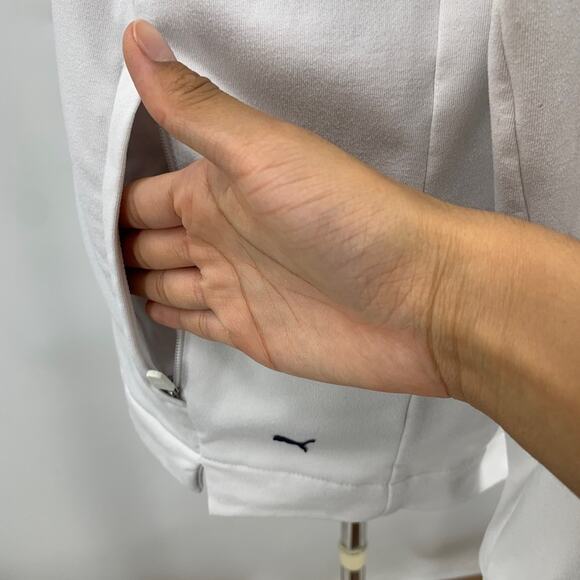 Puma Jacket Womens M Medium White Fleece Lined Full Zip Mock Wind Warm Up Golf - Picture 6 of 13